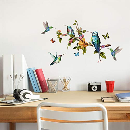 Sencillo Vida Pegatinas de pared Colibrí Pájaro vinilo adhesivo decorativo para las niñas habitación de niño Wall Stickers salón dormitorio TV fondo Inicio 50x70cm