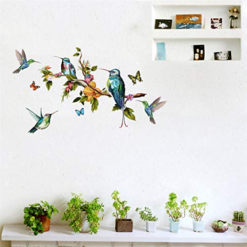 Sencillo Vida Pegatinas de pared Colibrí Pájaro vinilo adhesivo decorativo para las niñas habitación de niño Wall Stickers salón dormitorio TV fondo Inicio 50x70cm