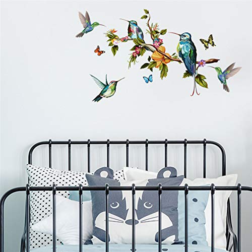 Sencillo Vida Pegatinas de pared Colibrí Pájaro vinilo adhesivo decorativo para las niñas habitación de niño Wall Stickers salón dormitorio TV fondo Inicio 50x70cm