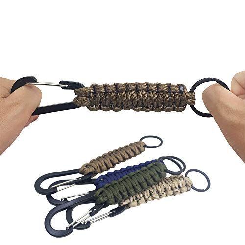 Senhai 5 Piezas Paracord Llaveros con mosquetón, Clip de Gancho de Anillo de cordón Trenzado para Llaves Cuchillo Flash Al Aire Libre Camping Senderismo Mochila Hombres Aptos - 5 Colores