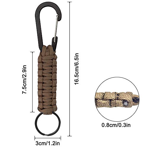 Senhai 5 Piezas Paracord Llaveros con mosquetón, Clip de Gancho de Anillo de cordón Trenzado para Llaves Cuchillo Flash Al Aire Libre Camping Senderismo Mochila Hombres Aptos - 5 Colores