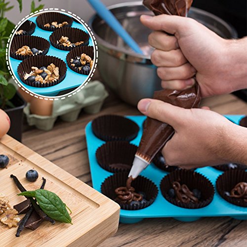 Senhai Molde de Silicona Paquete de Pan para Hornear, Paquete de 2 (24 y 12 Tazas) Molde para Pasteles Bandejas de Cubitos de Hielo para Jalea de Goma de mascar Jalea de Chocolate Cera de jabón