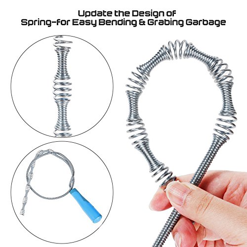 Senhai Serpiente de Drenaje de 3 Unidades Pelo Catcher Clog Remover, Socorro de Drenaje de Metal precisión Herramienta de Limpieza para baño bañera, Lavabo, Inodoro, Alcantarillado, Cocina – 2 Tipos