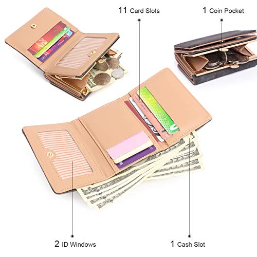 Señora Monedero pequeño Monedero Paraguas Decorativo Billetera Elegante Billetera Dulce de Cuero Suave protección RFID Monedero de los niños (11 Ranuras para tarje | 1 Ranuras para Billetes