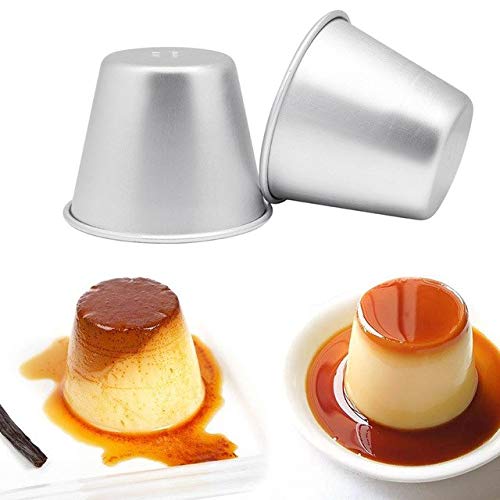 Set de 12 Flaneras individuales acero inoxidable, Recomendado para postre y Flan,Molde Flanera Ø9 cm