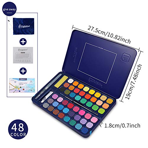 Set de 48 Acuarelas SaiXuan- Colores de Acuarela Profesional, para Artistas Principiantes y Consagrados - Juego de Pinturas de Alta Pigmentación, con Neón y Metalizados