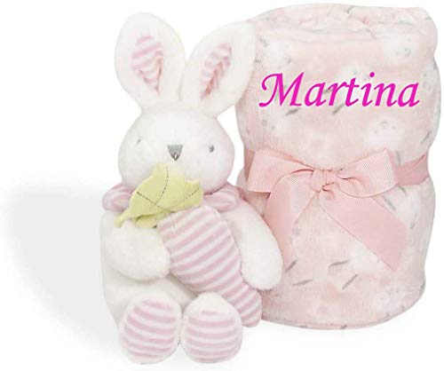 Set Peluche Manta Oso Personalizado con nombre bordado -Regalo recien nacido Bebe- - Danielstore -