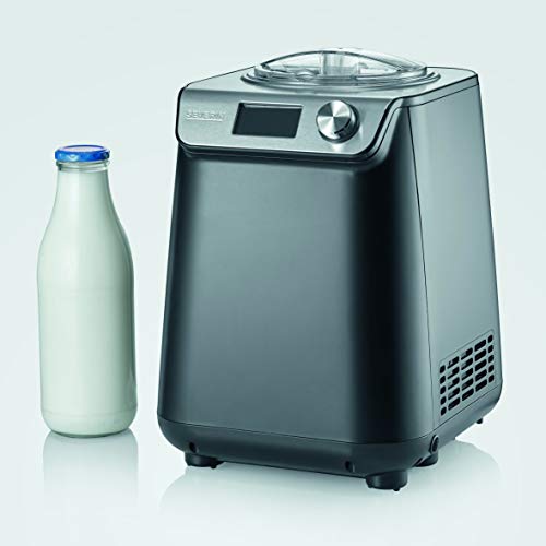 Severin EZ 7407 - Heladera y yogurtera compacta con compresor, 1.2 l, 135 W, temporizador digital, función automática keep-cool, color negro mate