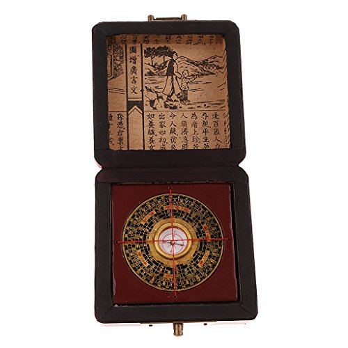 Sharplace Brújula China Feng Shui Compass Luo Pan Tool Colección Color Rojo Geomantic Compass