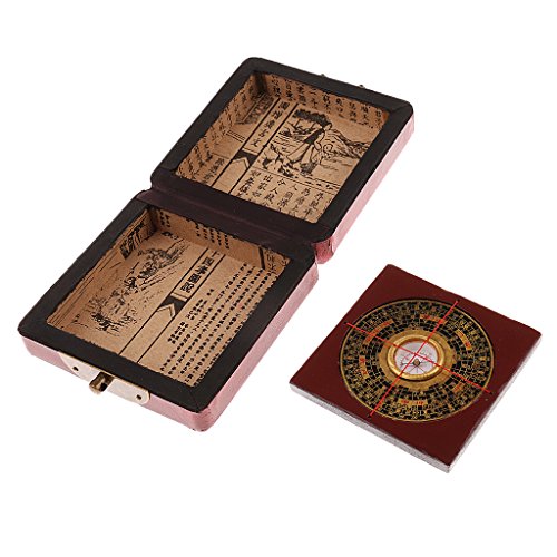 Sharplace Brújula China Feng Shui Compass Luo Pan Tool Colección Color Rojo Geomantic Compass