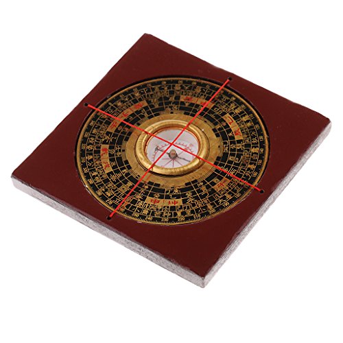 Sharplace Brújula China Feng Shui Compass Luo Pan Tool Colección Color Rojo Geomantic Compass