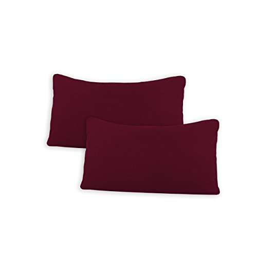 SHC Textilien Conjunto de Dos Fundas de Almohada, Funda de Almohada, Fundas 100% algodón con Cremallera - 15 Colores y 5 tamaños 40x60 cm Burdeos/Rojo Vino