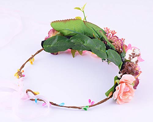 SHEDRWE Ajustable Rosa peonía Flor Novia corola Corona Diadema de Pelo Guirnalda Boda Tiara Dama de Honor niña