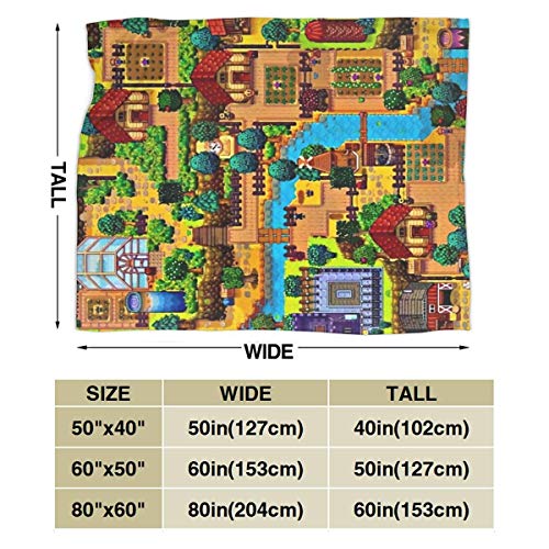 shenguang Manta de Forro Polar súper Suave con Mapa de Stardew Valley, Adecuada para Mantas de sofá para Adultos y niños, Mantas de Cama de 60 'x 50'