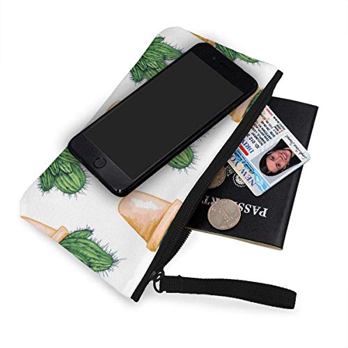 shibeili Cactus Comestible Mexicano Moda Lindo Retro Vintage Lienzo Estudiante Lápiz Estuche Lápiz Monedero Bolsa de Maquillaje cosmético Bolsa de Viaje Organizador de Almacenamiento multifunción