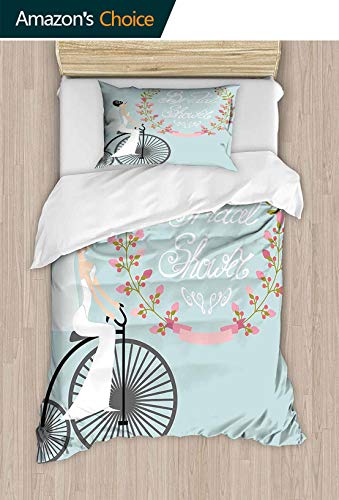 shirlyhome Ropa de Cama poliéster con diseño de orquídeas Lilas y Hojas, Marco esquinero para Novia, Fiesta, salmón, Verde y Beige, Ultra Suave, hipoalergénica, poliéster, Color 10, Twin XL