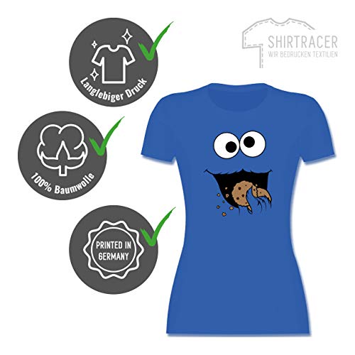 Shirtracer Cookie Monster Monstruo Galletas Camiseta Mujeres Azul Real (Royal, M)