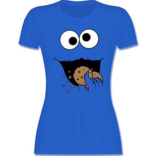 Shirtracer Cookie Monster Monstruo Galletas Camiseta Mujeres Azul Real (Royal, M)