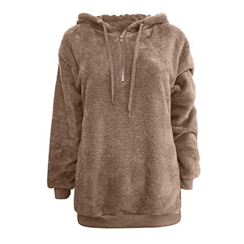 SHOBDW Liquidación Venta Mujer Sudadera con Capucha Suelta Tallas Grandes Jersey de Mujer Jersey otoño Invierno Manga Larga Remata Abrigo cálido (S, Caqui)