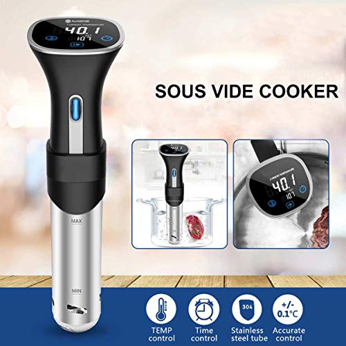 SHUHAO Cocina Sous Vide, 800W inmersión en Caliente de circulación, Control y Temporizador Digital preciso de la Temperatura para cocinar la Carne, mariscos, Verduras y Frutas Postres