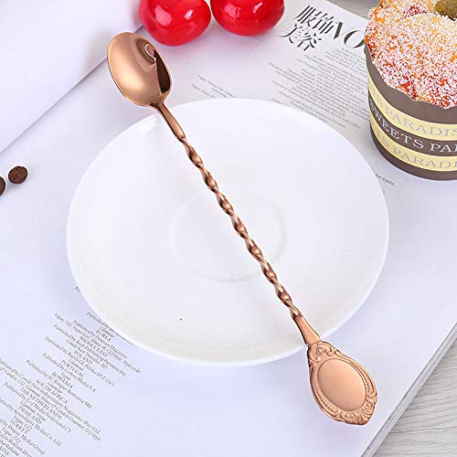 shuxuanltd Cucharas Cafe Cucharas Postre Cuchara para Miel Cucharillas Largas Cuchara De Postre Regalos De Té Chocolate Caliente Cucharas Los Amantes del Café Regalo Cuchara De Miel Rosegold,s