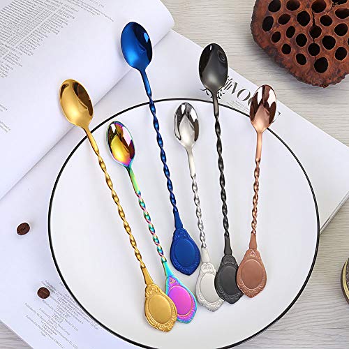 shuxuanltd Cucharas Cafe Cucharas Postre Cuchara para Miel Cucharillas Largas Cuchara De Postre Regalos De Té Chocolate Caliente Cucharas Los Amantes del Café Regalo Cuchara De Miel Rosegold,s