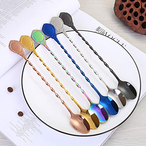 shuxuanltd Cucharas Cafe Cucharas Postre Cuchara para Miel Cucharillas Largas Cuchara De Postre Regalos De Té Chocolate Caliente Cucharas Los Amantes del Café Regalo Cuchara De Miel Rosegold,s