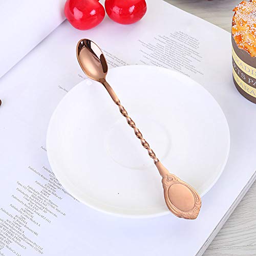 shuxuanltd Cucharas Cafe Cucharas Postre Cuchara para Miel Cucharillas Largas Cuchara De Postre Regalos De Té Chocolate Caliente Cucharas Los Amantes del Café Regalo Cuchara De Miel Rosegold,s