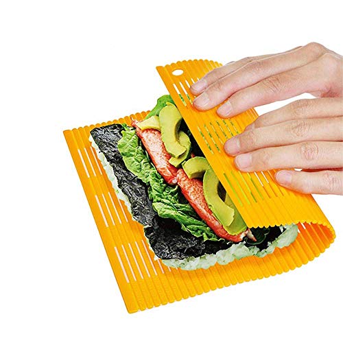 Shuxy Antiadherente Sushi Rolling Mat DIY Sushi Roller Maker Kit de fabricación de sushi plástico japonés 11.8 "L x9.8" W Color aleatorio