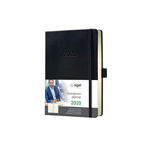 SIGEL C2015 Agenda semanal 2020 y cuaderno Conceptum, tapa dura, 10,8 x 15,1 cm, negro