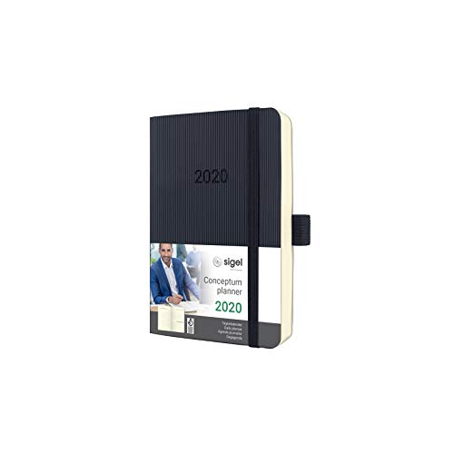 SIGEL C2021 Agenda diaria 2020 Conceptum, tapa blanda 9,3 x 14 cm, negro