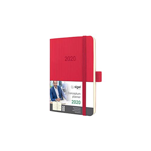 SIGEL C2035 Agenda semanal 2020 Conceptum, tapa blanda 9,3 x 14 cm, rojo