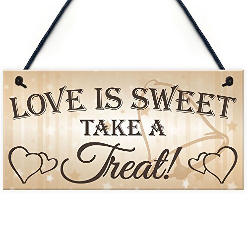 Signs Love Is Sweet Take A Treat Colgante de Boda Pastel Placa Decoración