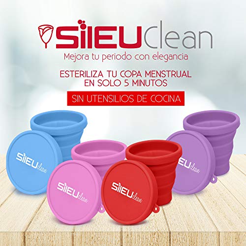 Sileu Esterilizador Plegable de Silicona con Tapa Reutilizable para Esterilizar la Copa Menstrual en el Microondas - Color Morado