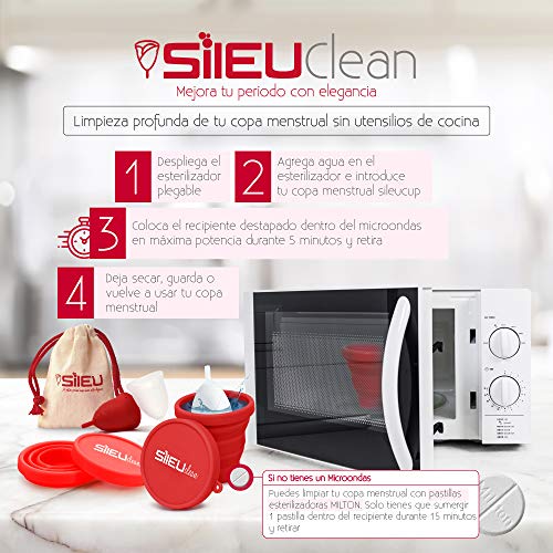 Sileu Esterilizador Plegable de Silicona con Tapa Reutilizable para Esterilizar la Copa Menstrual en el Microondas - Color Morado