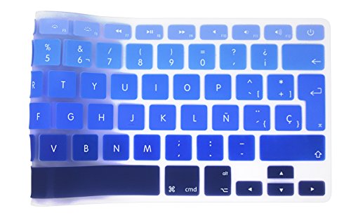 Silicona Skin Española Cubierta del teclado para MacBook Pro 13" 15" 17" & Air 13" , MacBook Pro 13" 15" Retina Modelos A1502 A1425 A1278 A1398 A1286 A1369 A1466 (azul de la pendiente)