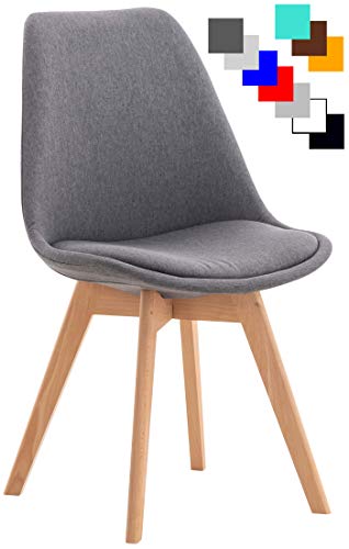 Silla De Comedor Linares con Estructura De Polipropileno & Cojín En Cuero PU I Silla De Salón Nórdica I Silla con Base De Madera I Color:, Color:Gris, Material:Tela