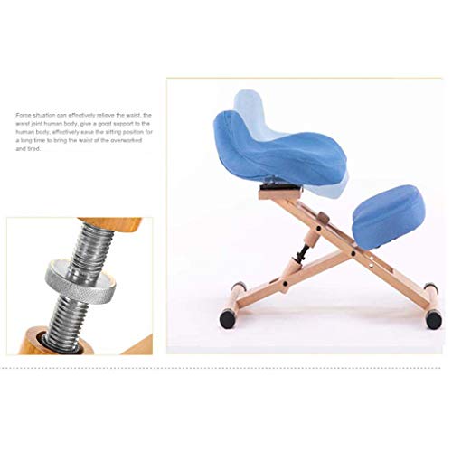 Silla Ergonómica de Rodillas Ajustable de Madera Sin Reposabrazos Sentado Marco de Corrección de la Postura Taburete Kneeler Oficina en el Hogar Sillas de Postura Ortopédica