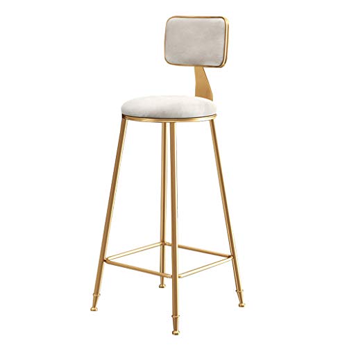 Silla moderna de los taburetes con el respaldo para la cocina/el Pub Taburete alto de bar patas de metal dorado Sillas de comedor tapizadas de ocio Cojín de terciopelo-Blanco/gris/negro