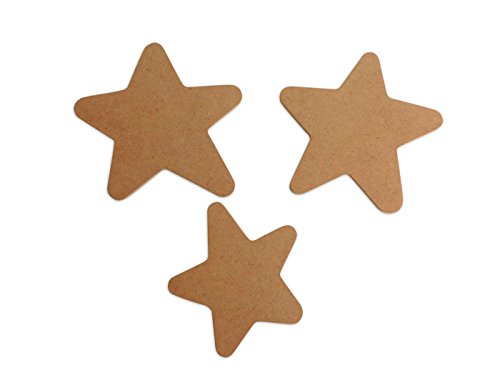 Siluetas estrellas (juego 3 unidades), en DM para pintar. Tamaño pequeño. Medidas (ancho/alto): 7,5 * 8 cm.