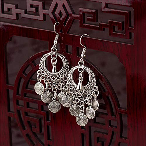 Silverdew Pendientes Redondos con Flecos Huecos para Mujer Accesorios Finos para Mujer Pendientes de Moda para mujer-4004-08