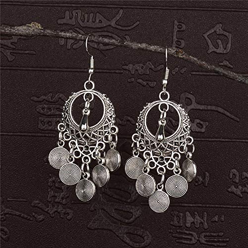 Silverdew Pendientes Redondos con Flecos Huecos para Mujer Accesorios Finos para Mujer Pendientes de Moda para mujer-4004-08