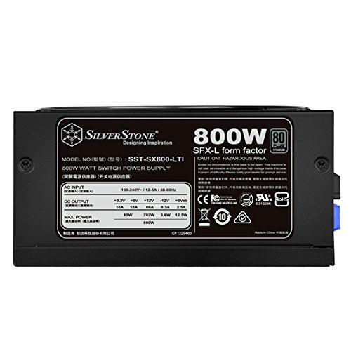 SilverStone SST-SX800-LTI - Strider SFX-L Series, Fuente de alimentación 800W 80 Plus Titanio, Baja sonoridad 120mm, 100% Modular