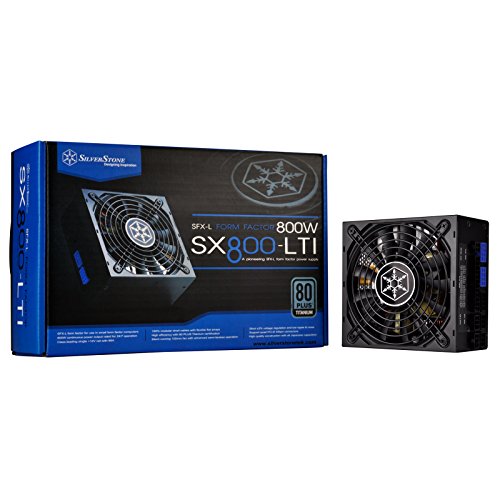 SilverStone SST-SX800-LTI - Strider SFX-L Series, Fuente de alimentación 800W 80 Plus Titanio, Baja sonoridad 120mm, 100% Modular