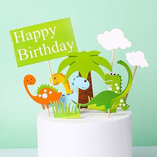 Simon Lee Woodham 10 Piezas Torta de Dinosaurio, Cute Cake Toppers, Decoración de Pastel de Dinosaurio, Cupcake Decoration for Kids Birthday Party