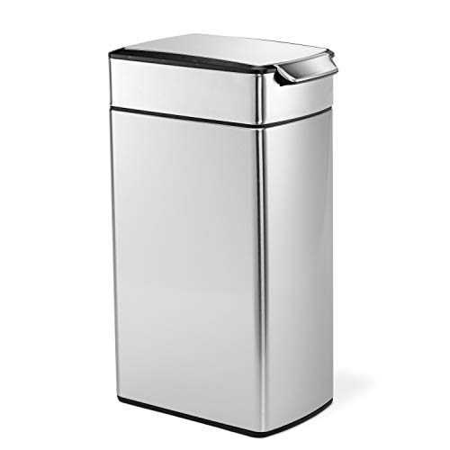 simplehuman, cubo estrecho con touch-bar, acero inoxidable cepillado, 40 L