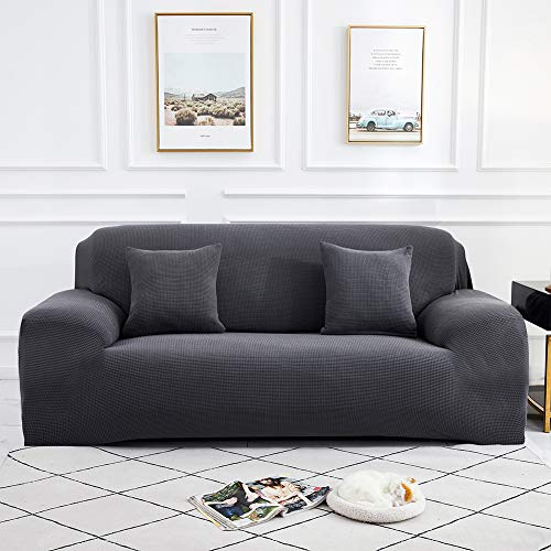 Sinoeem Fundas de Sofá de 1 2 3 4 Plazas (Gratis 2 Fundas de Almohada) Fundas de Sofa Antideslizante Cubierta Forros para Sofas Anti Arañazos Ajustable Protector para Sofá (Gris, 4 Plazas)