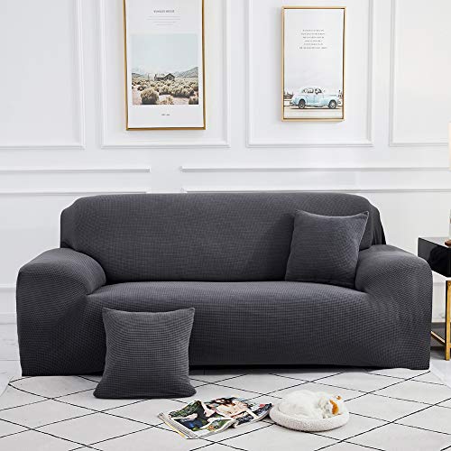 Sinoeem Fundas de Sofá de 1 2 3 4 Plazas (Gratis 2 Fundas de Almohada) Fundas de Sofa Antideslizante Cubierta Forros para Sofas Anti Arañazos Ajustable Protector para Sofá (Gris, 4 Plazas)