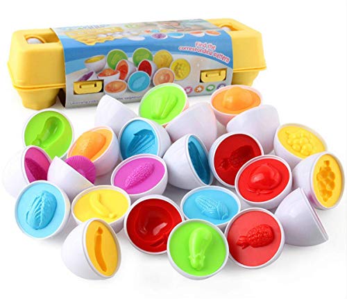 Sipobuy Juguetes Geométricos Educativos De Siposhop, Juego De 12 Huevos De Reconocimiento De Clasificación De Forma De Color para Niños Pequeños, Niños Y Niñas (Fruit)