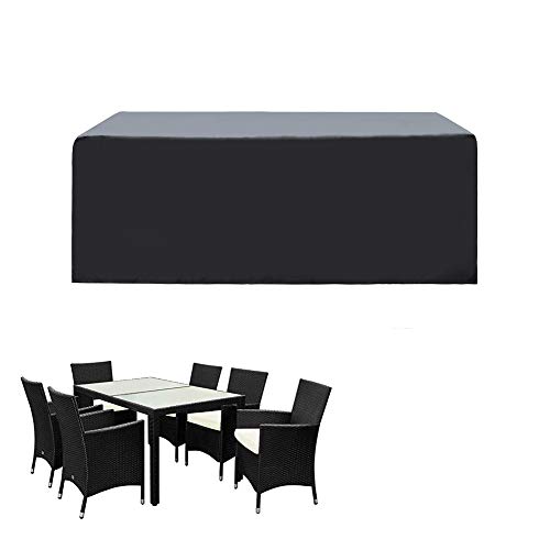 SIRUITON Funda de Muebles de Jardín Exterior Mesa de jardín y Silla Cubierta de Protección Impermeable Negro (180x120x74cm)